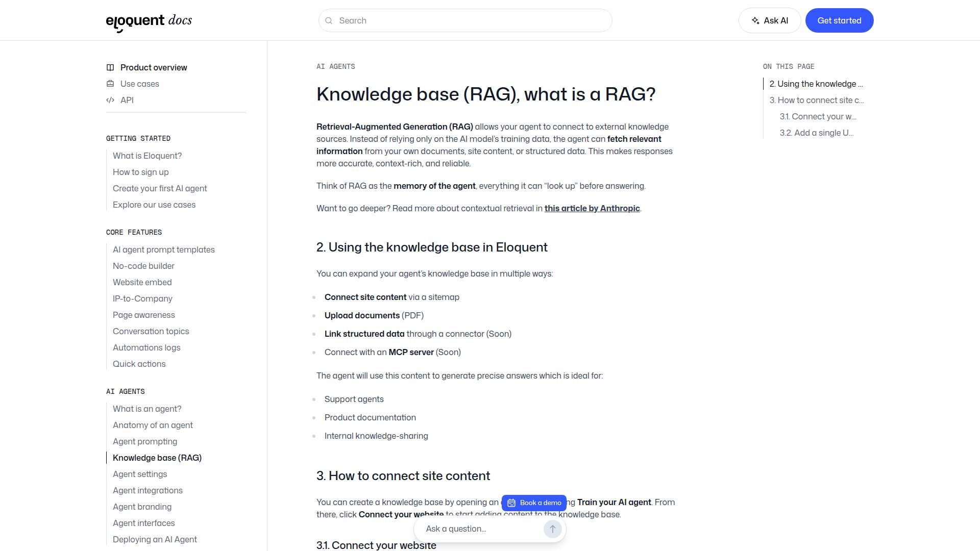 Eloquent AI Agent Knowledge Base (RAG)
