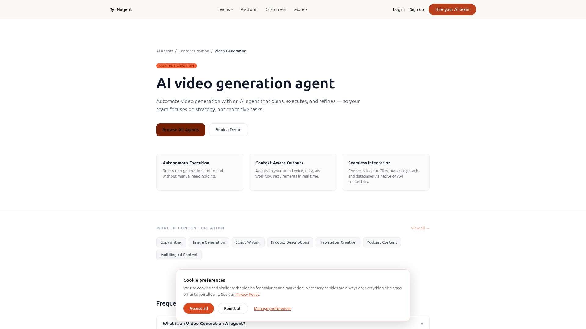 Nagent AI - 비디오 생성 에이전트
