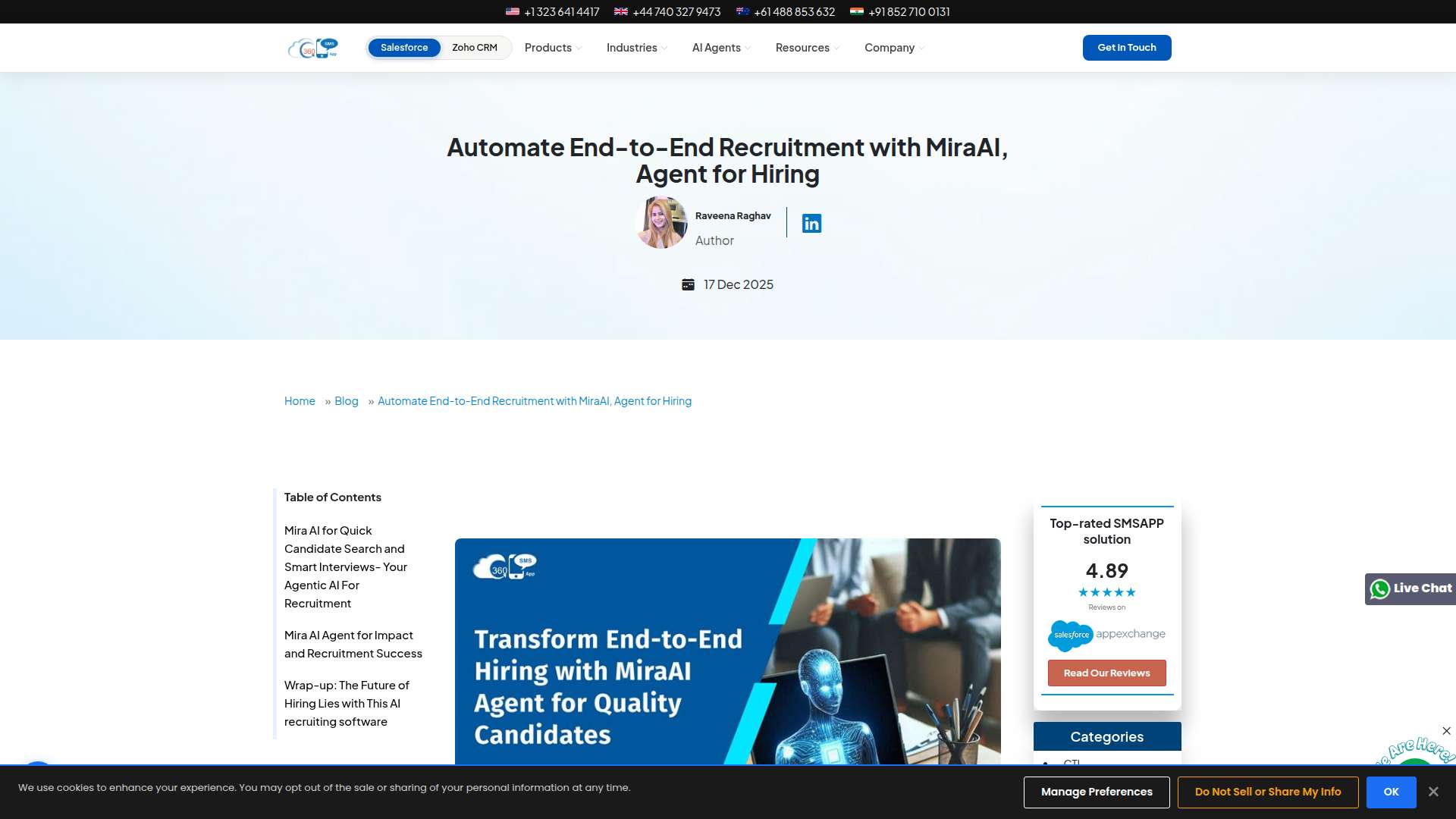 Mira AI Recruitment Agent (360 SMS App)