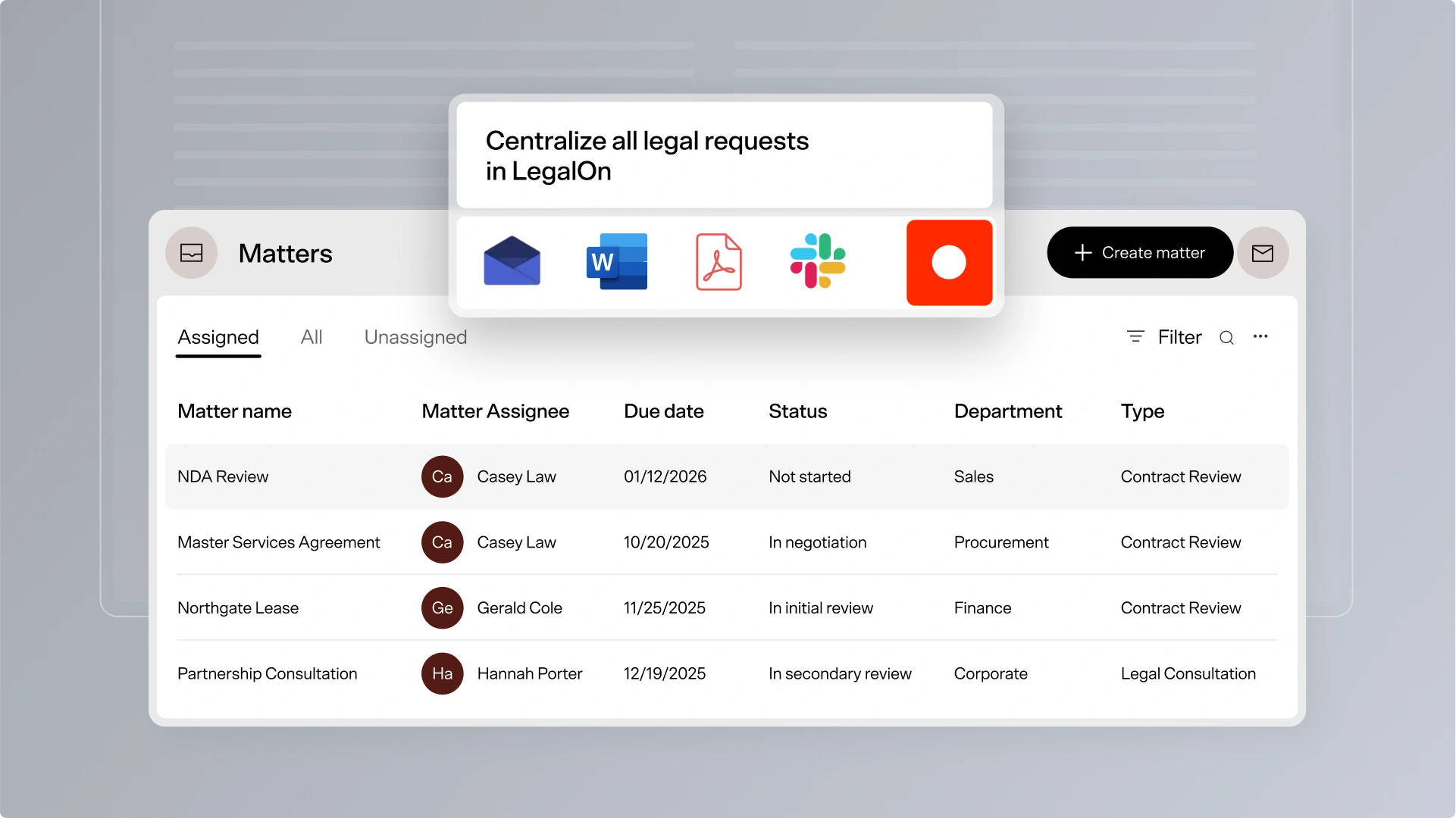 LegalOn assistant interface contract review dashboard