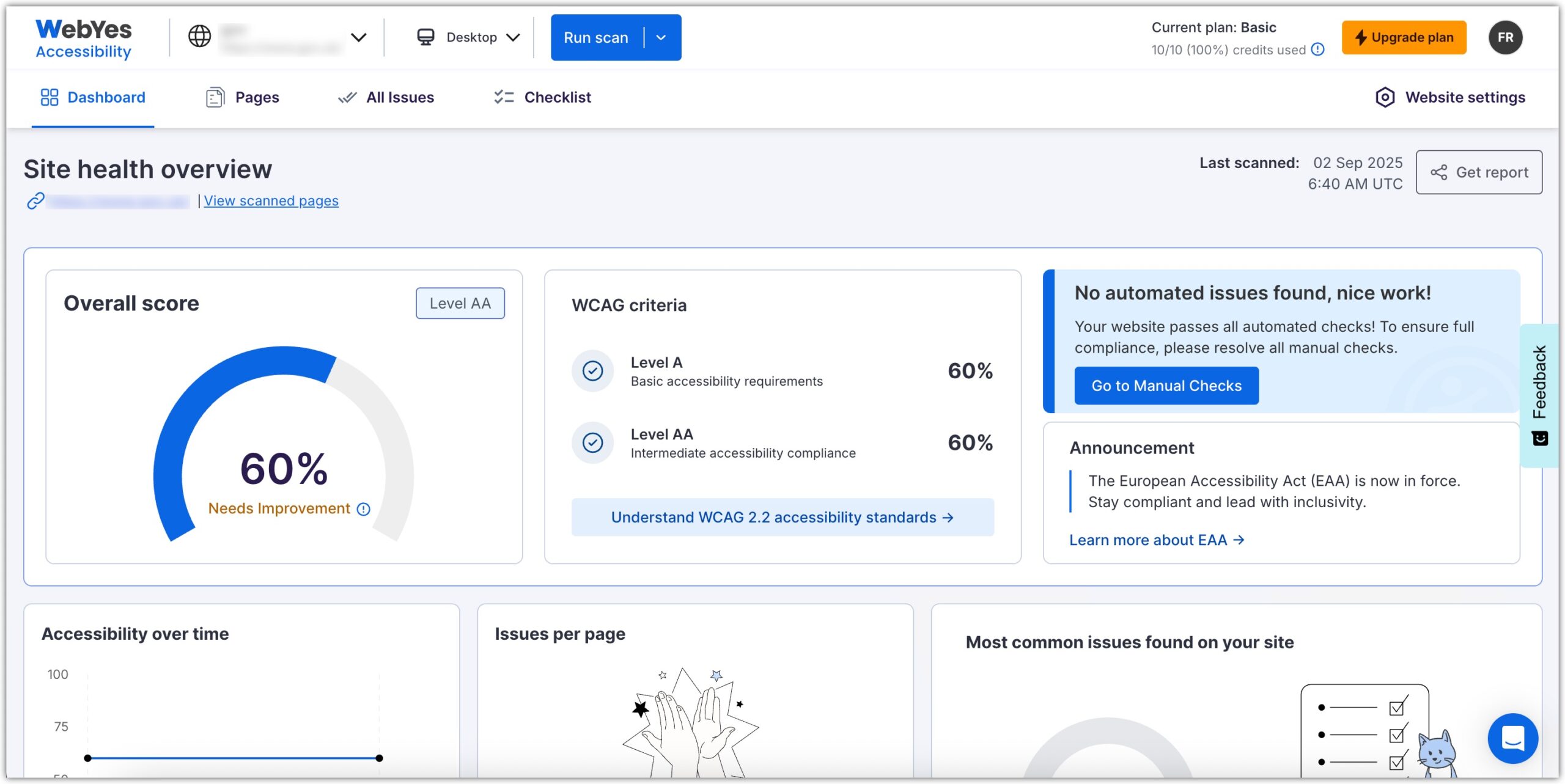 Accessibility Requirements Tool (ART) main dashboard interface