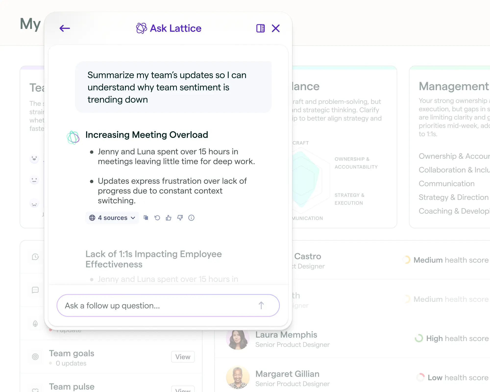 래티스 AI 에이전트 Lattice AI Agent HR platform overview dashboard