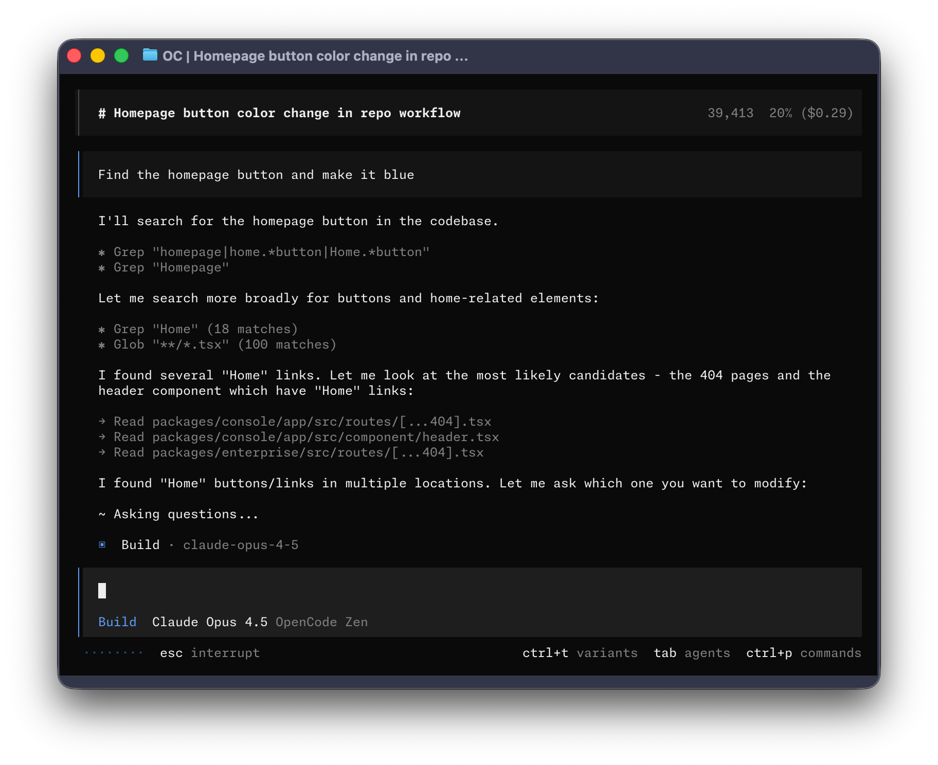 오픈코드 OpenCode AI coding agent terminal interface