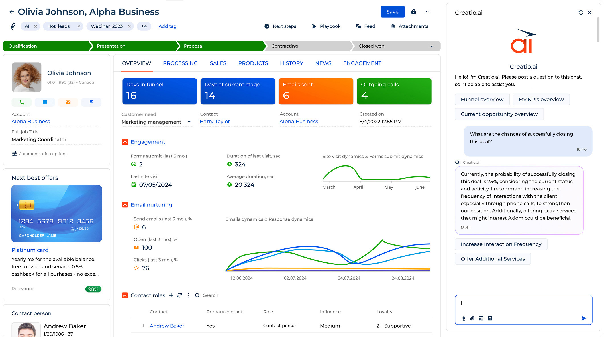 크레티오 AI-네이티브 오토메이션 Creatio AI Agents business performance and workflow optimization