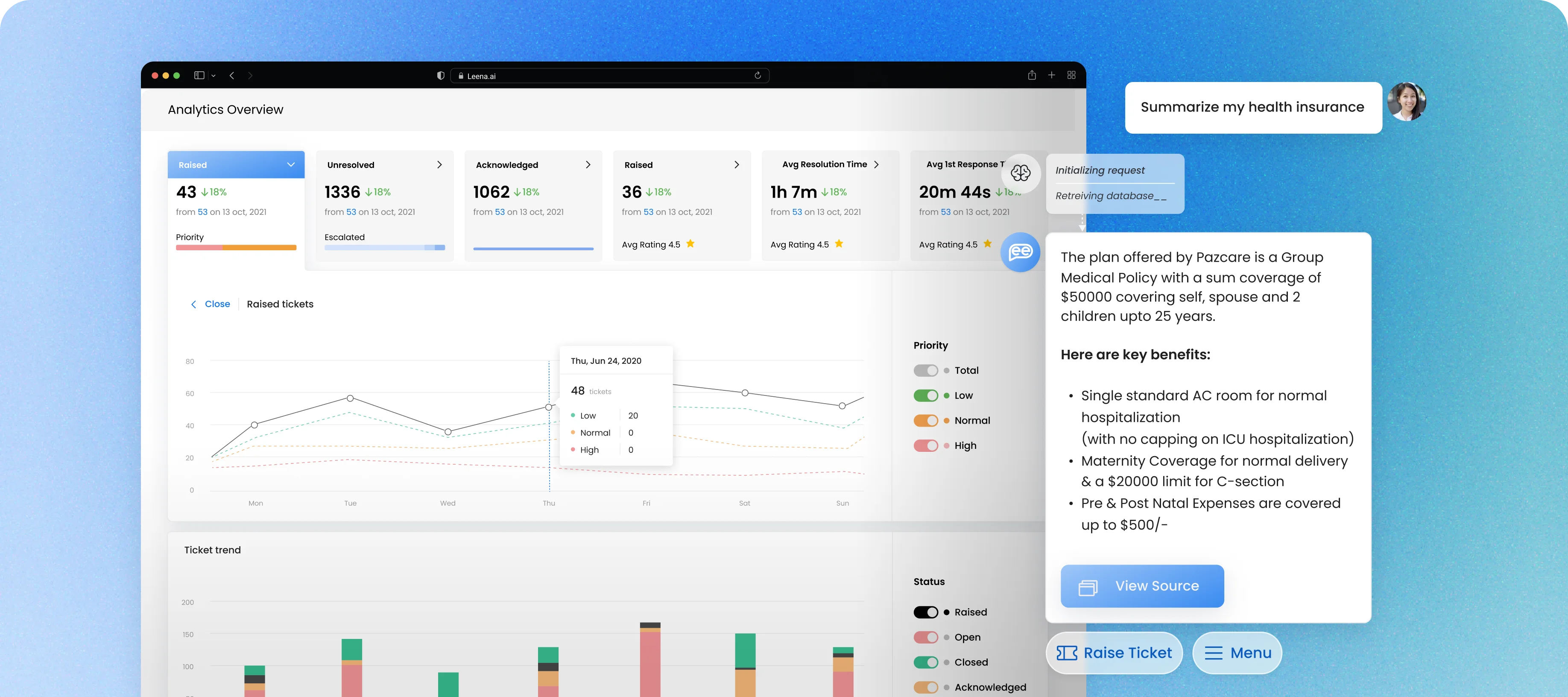리나 AI (Leena AI) Leena AI universal HR assistant workspace