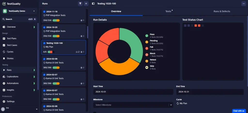 autonomous AI QA agent testing platform dashboard