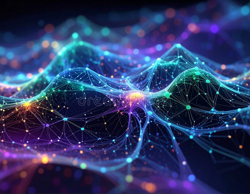 Artificial intelligence neural network data processing futuristic abstract
