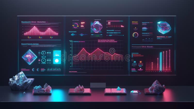 futuristic ai scoring dashboard with data metrics and glowing neon analytics