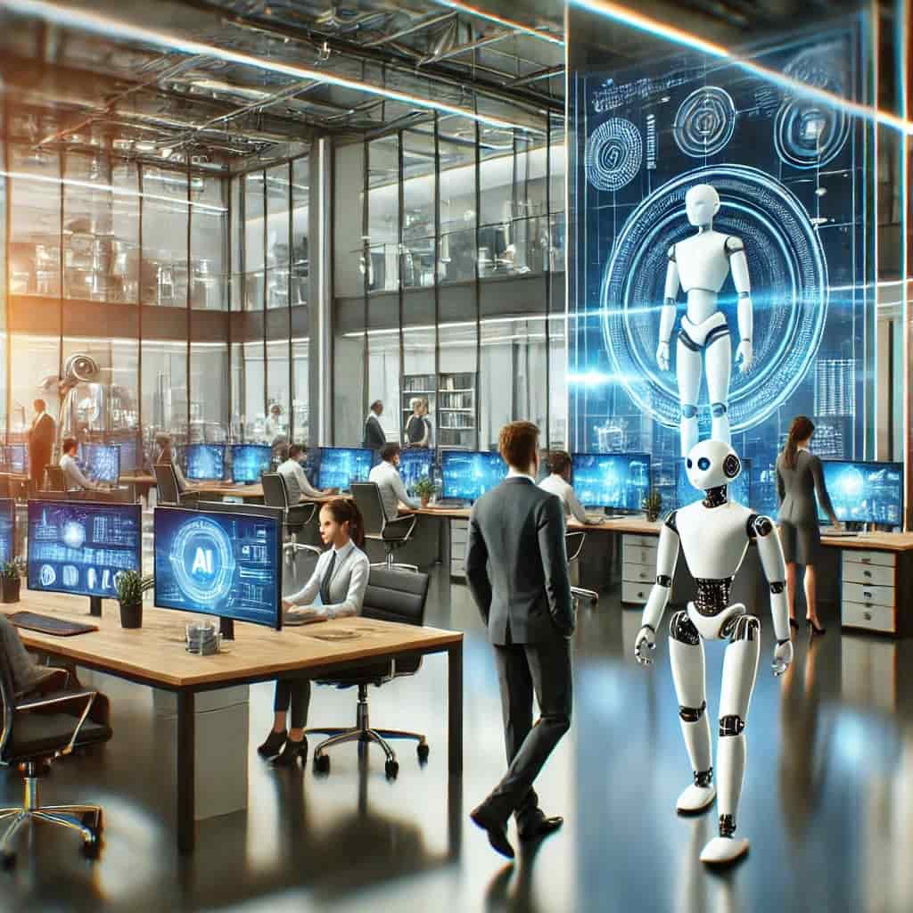 Global AI builder network and futuristic developer workspace