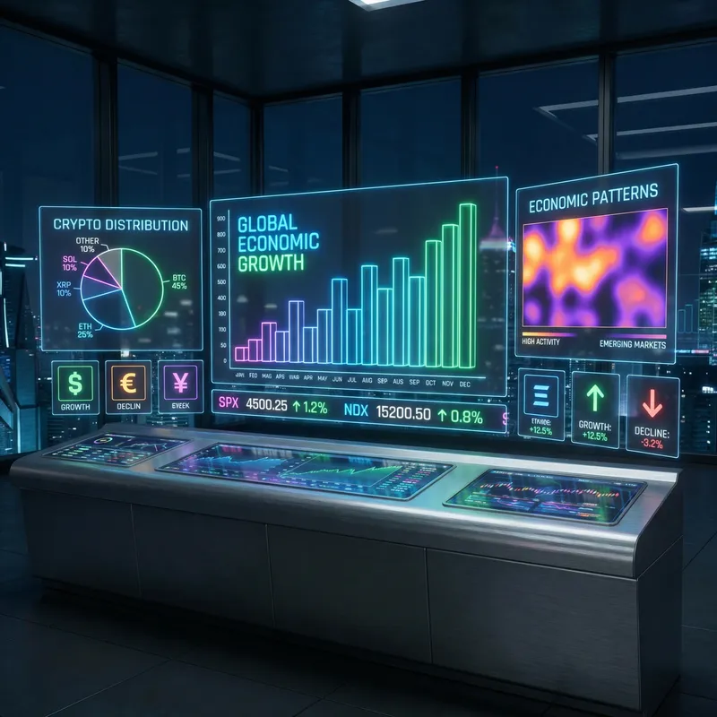 Futuristic AI agent cyberpunk city crypto finance dashboard