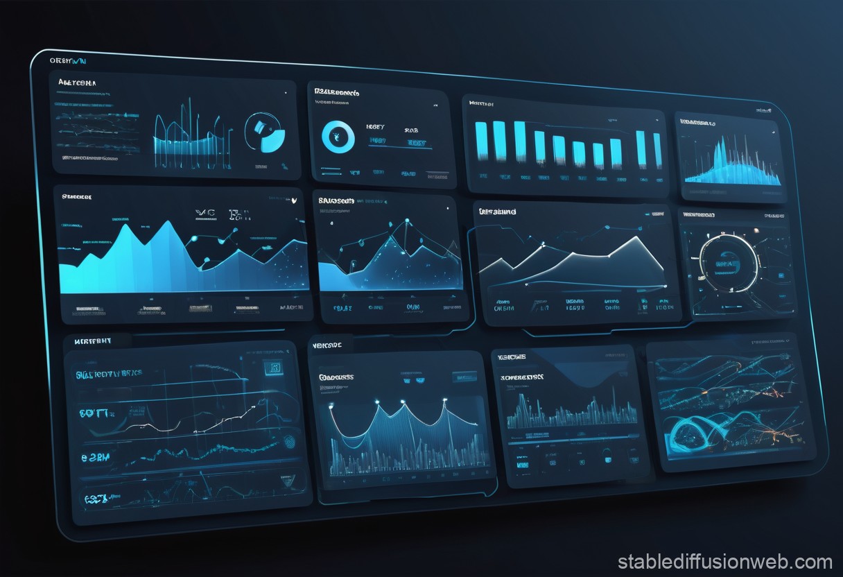 A futuristic AI score dashboard glowing with analytical metrics