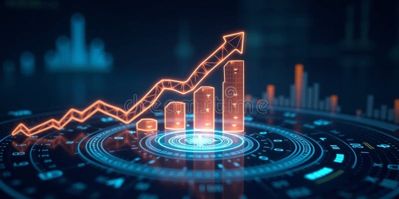 futuristic data analytics and financial growth chart on dashboard