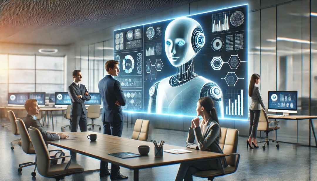 futuristic AI agent workspace human resources software