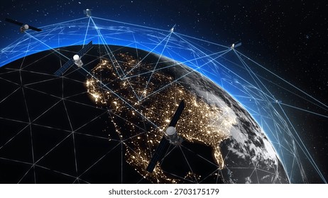 futuristic satellite network data visualization