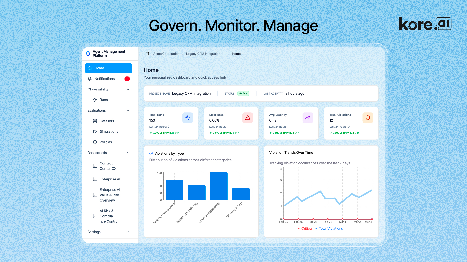 Kore.ai AI for Recruiting platform interface and dashboard