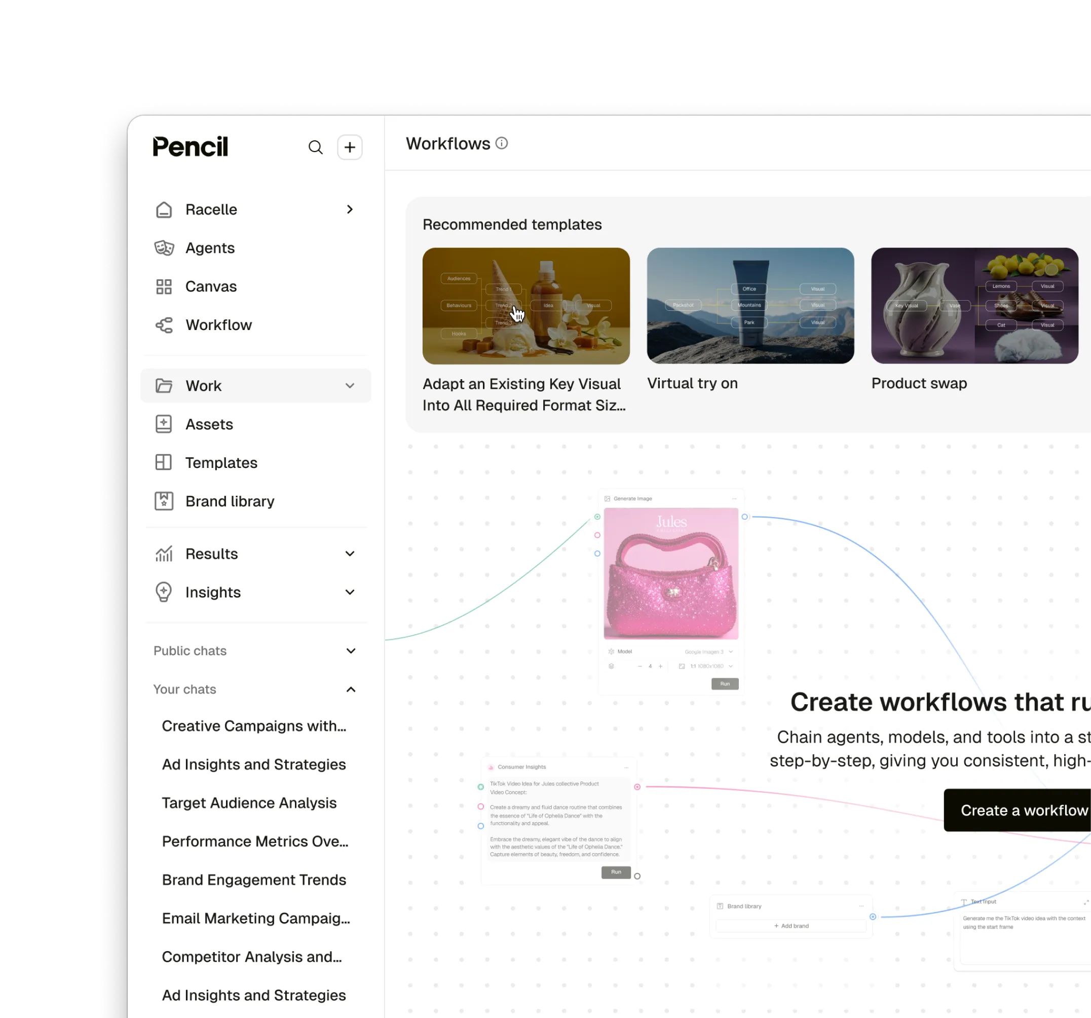 펜슬 — 마케팅을 위한 AI 운영 체제 Pencil AI marketing enterprise workflows canvas content hub