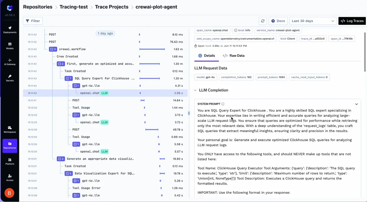 TrueFoundry LLM Tools Agent Workflow Dashboard