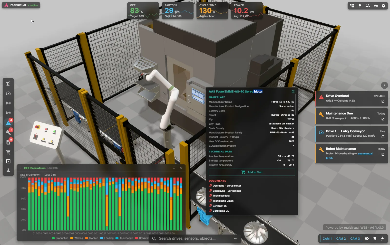 realvirtual.io browser industrial digital twin