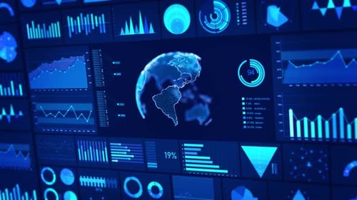 Global tech startup showcase dashboard with futuristic analytics