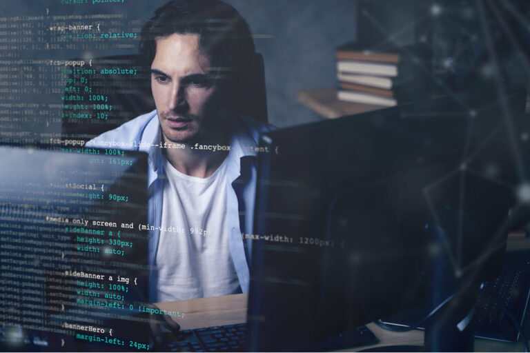 White hat hacker AI analyzing web service frontend security architecture in cyberpunk UI