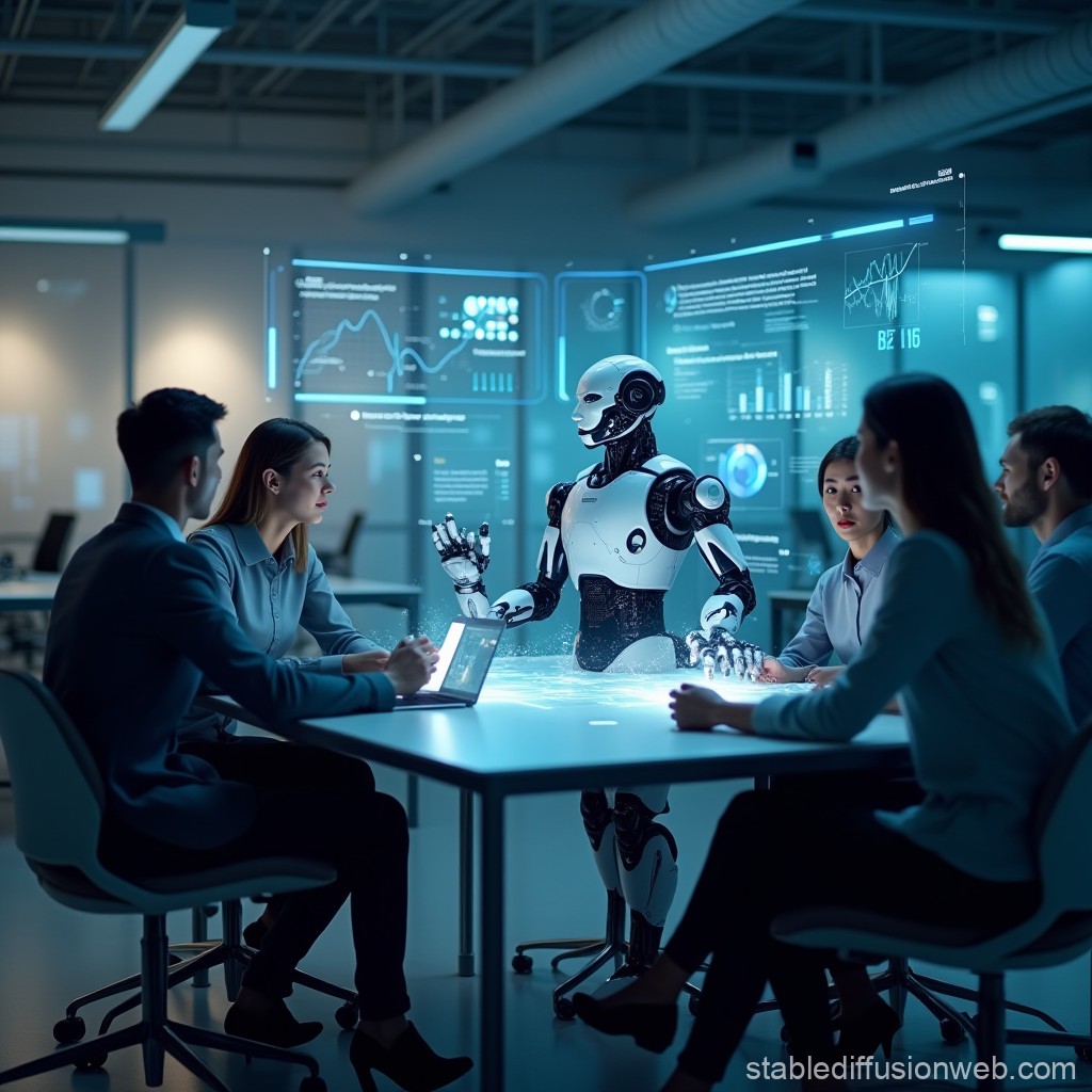 global ai developers collaborating and reviewing live leaderboards in a futuristic digital workspace
