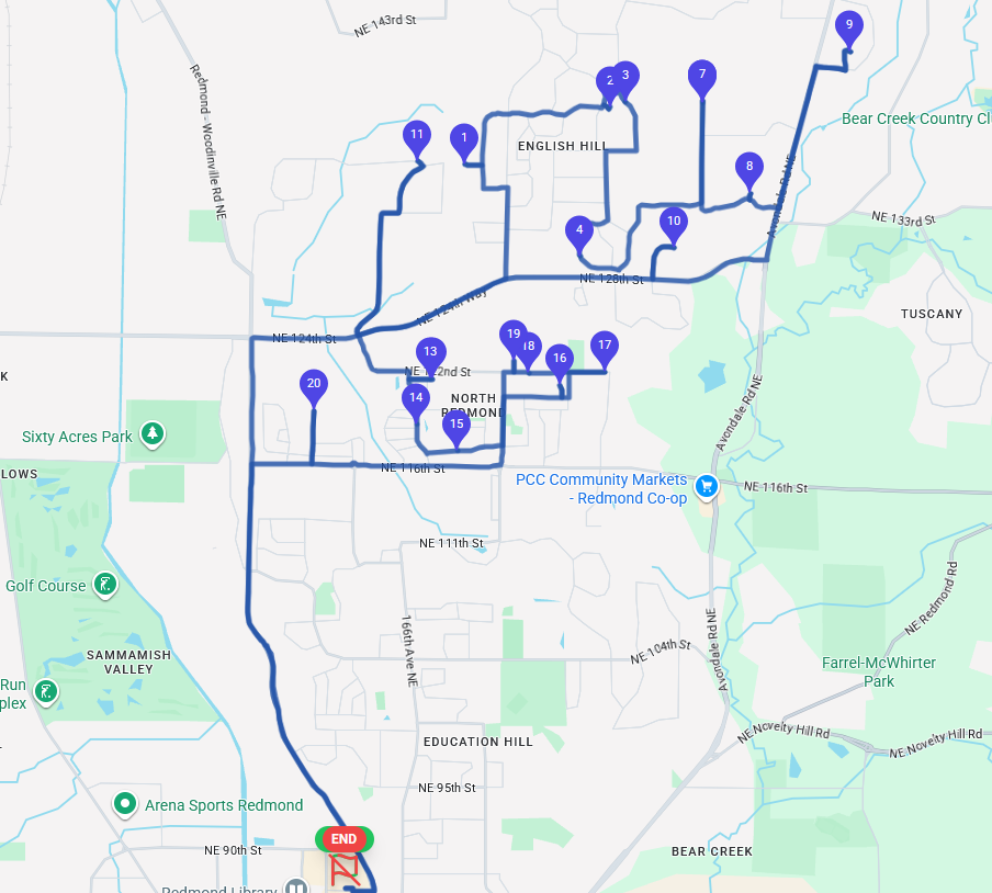 The Route Planner interface showing an optimized route on the map with turn-by-turn directions.