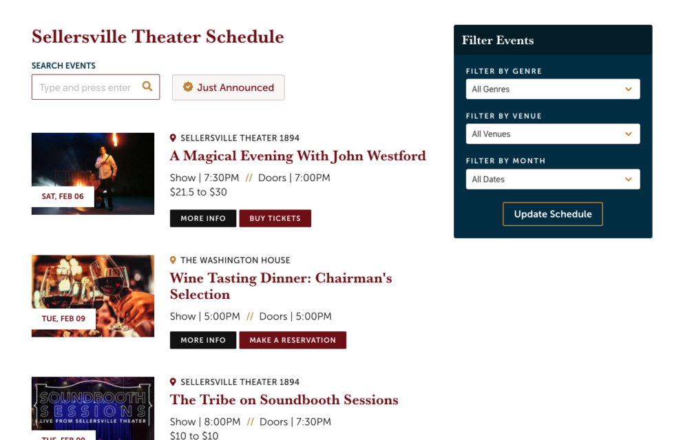 Sellersville Theater & Washington House Website Design // Mind Your Design