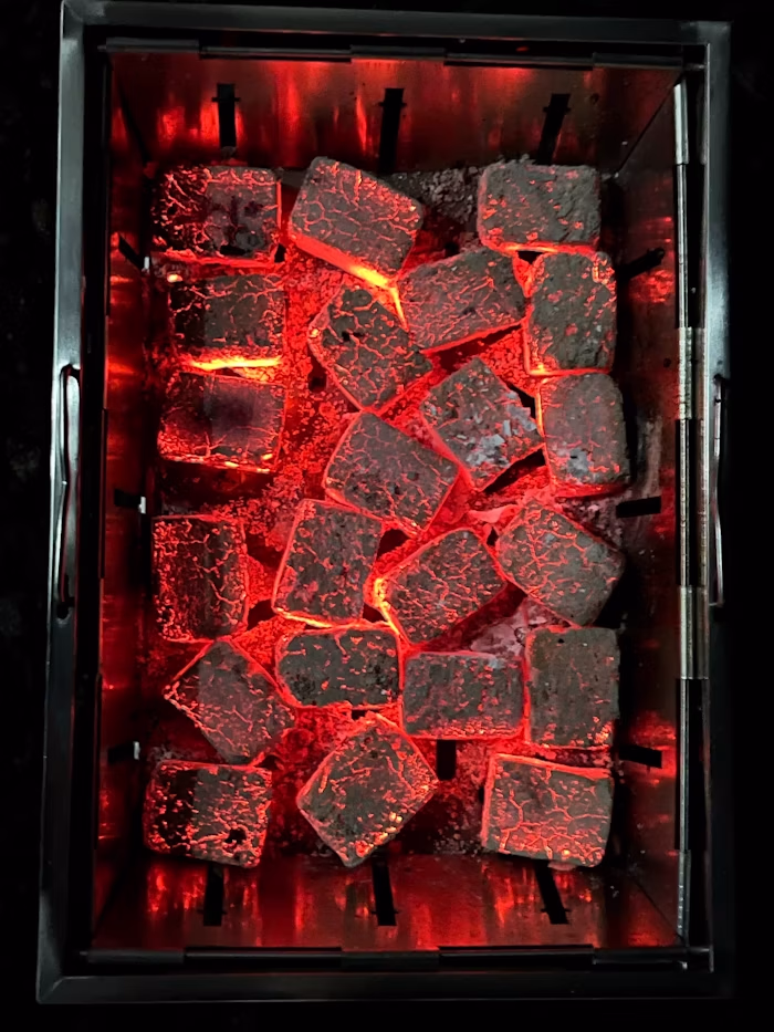 Bed of glowing hot coals
