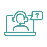 Icon showing a hand interacting with a gear for real-time operations