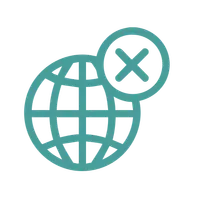 Icon showing a disconnected cloud, representing offline functionality.