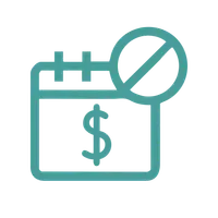 Icon of a crossed-out coin, representing no monthly fees.