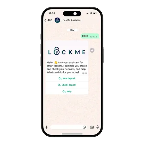 LockMe main interface for locker management via WhatsApp