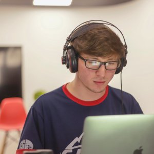 Male student on laptop