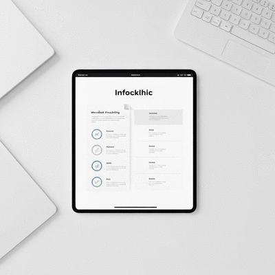 Digital checklist document or infographic on a tablet, with a clean and modern design, no text, no words, no typography, no labels, clean image