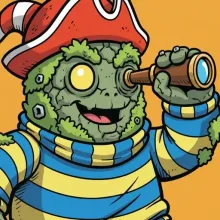 Captain Ribbit, a frog pirate