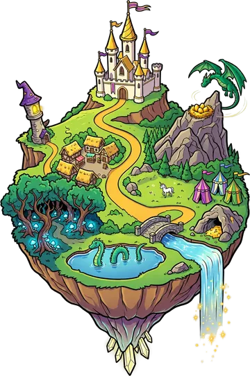 Elaria, a floating island with castles.