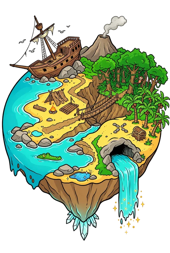 Wildreach, a pirate island with a shipwreck