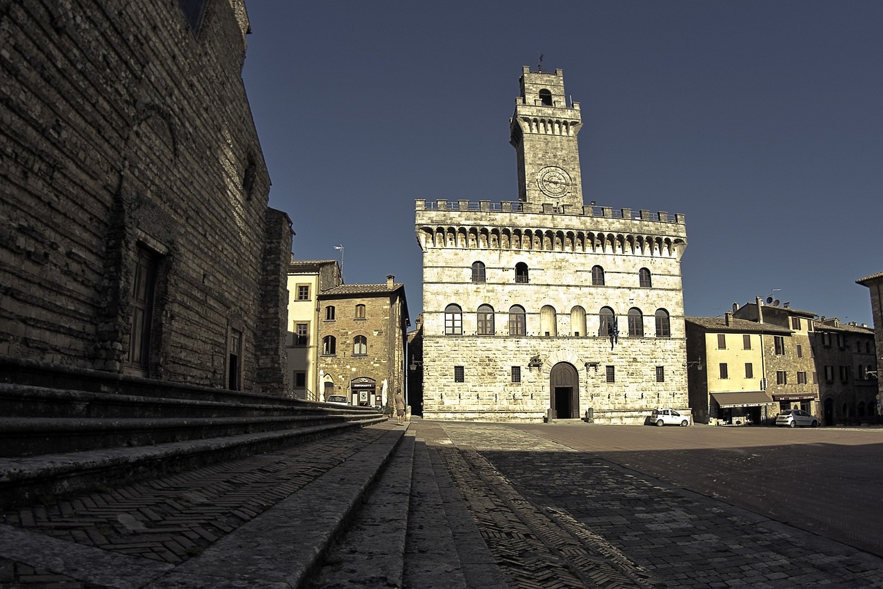 the clock tower in Palazzo Comunale