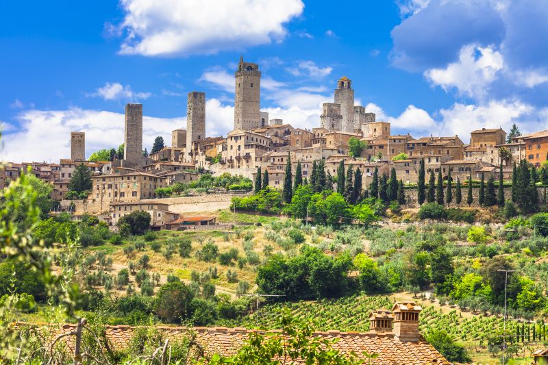 San Gimignano Tuscany village towers olive groves