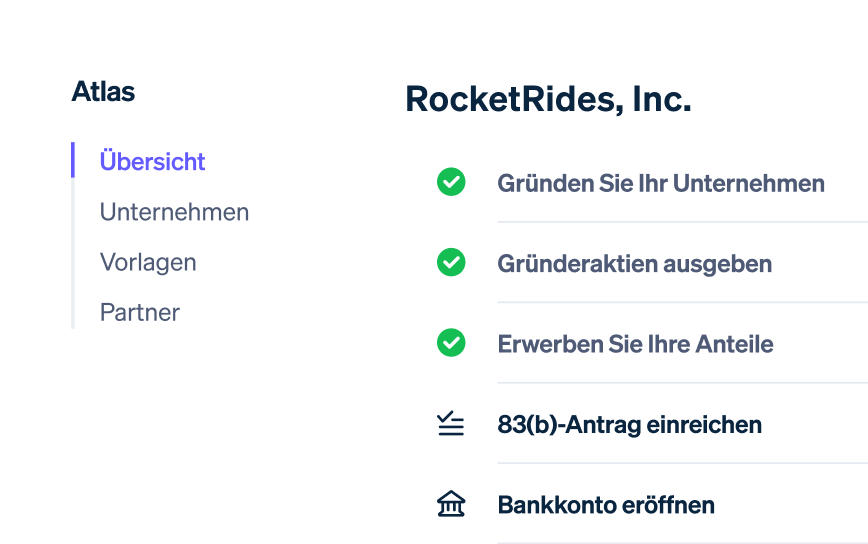 Onboarding checklist with green checkmarks and company name.