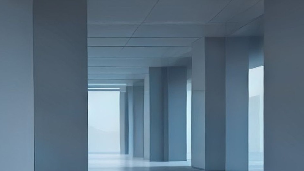 Illustration of a government building beside a data center block separated by a queue of stacked permit documents