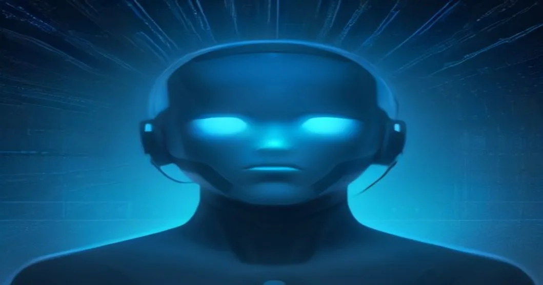 Editorial illustration of the machine-to-machine web, robots reading pages written by robots