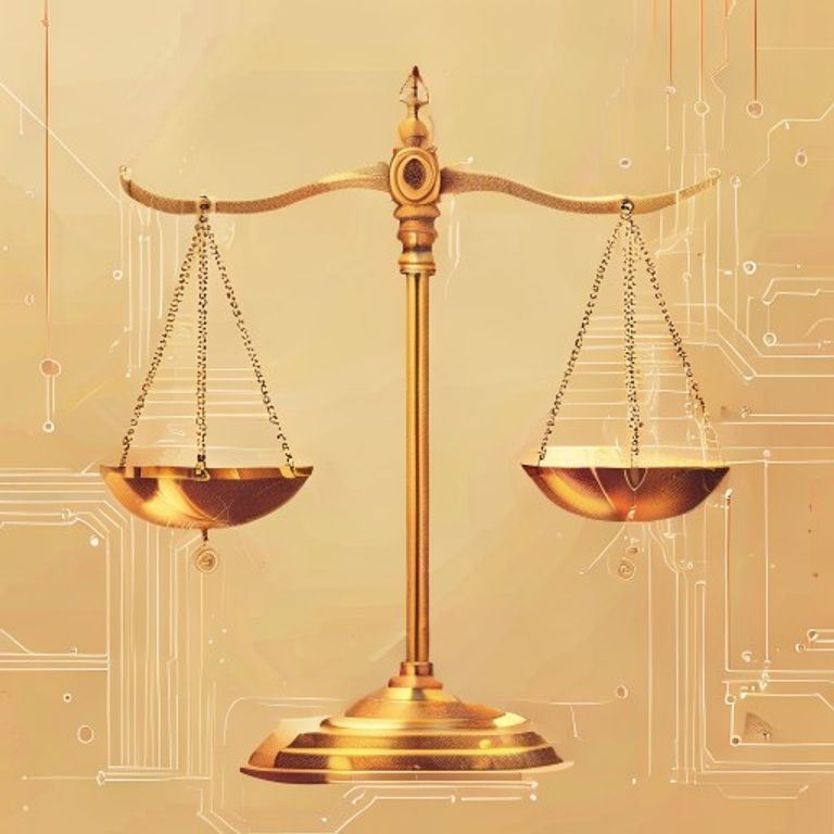 Abstract representation of AI governance and regulation balance