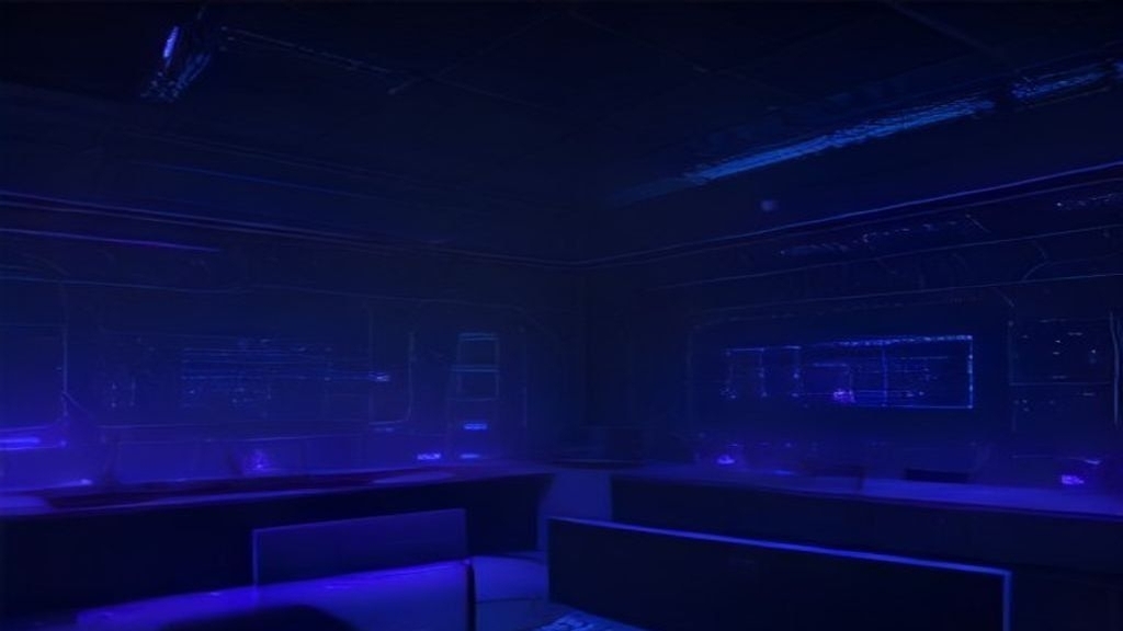Abstract frontier AI control room with safety rings and data routes