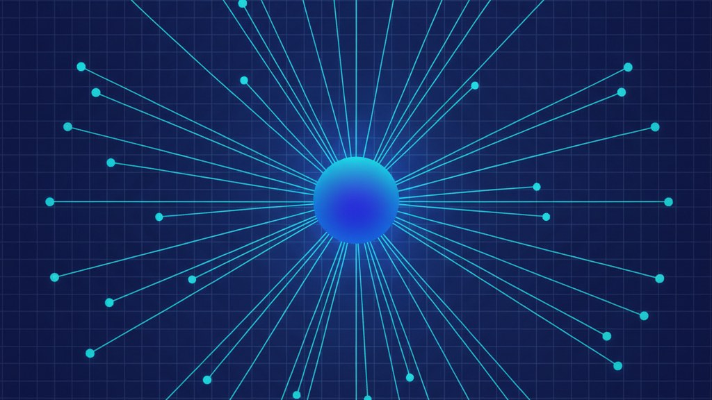 Abstract distribution network fanning out from a central node