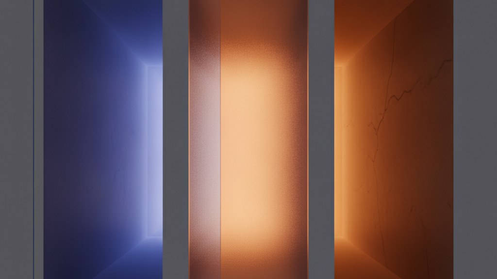 Three parallel corridors of light, one open, one gated, one sealed