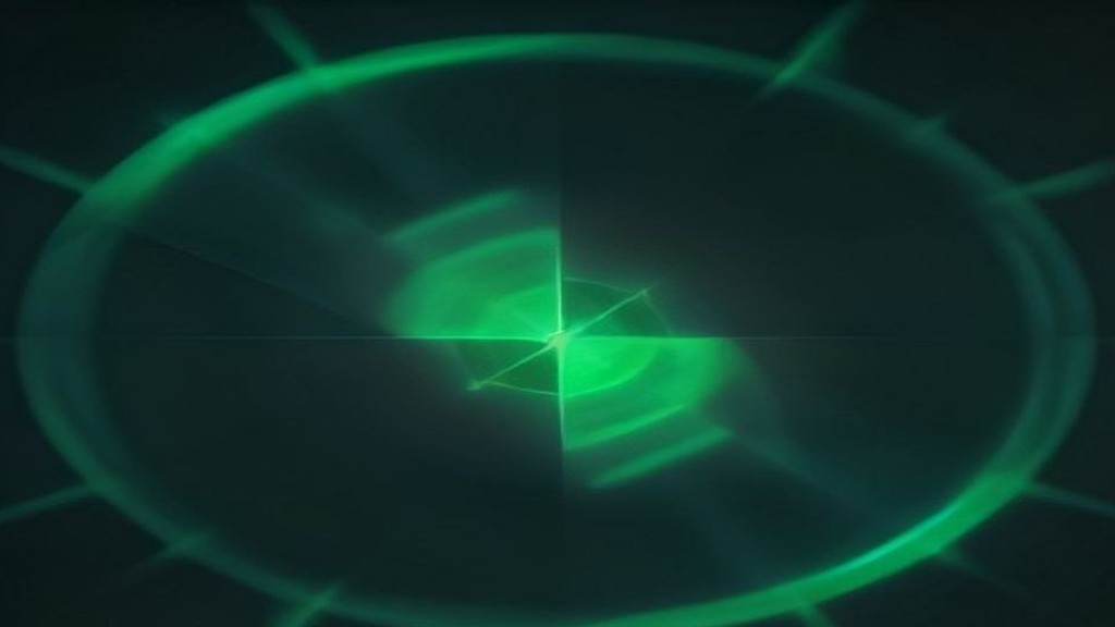 Abstract green safety envelope and sensor cones around an industrial machine platform
