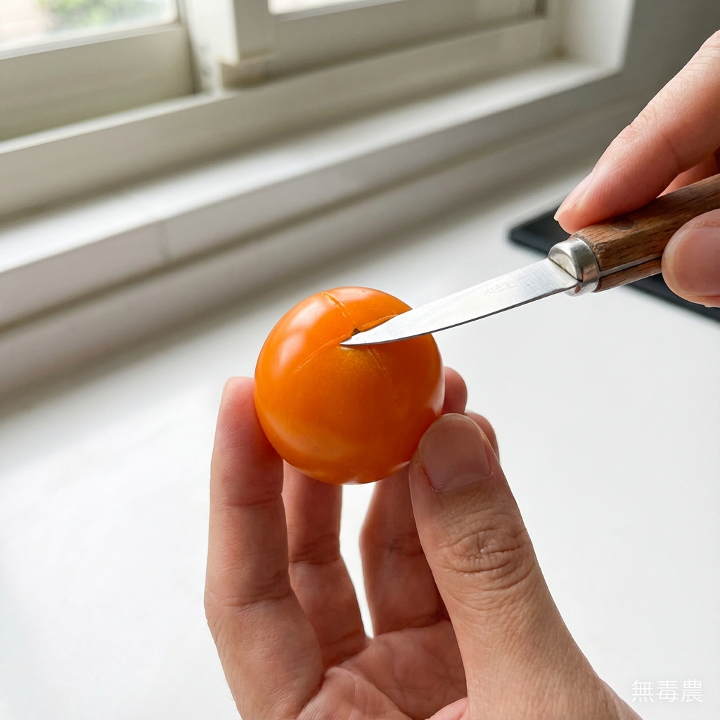 梅漬番茄步驟一:番茄劃十字