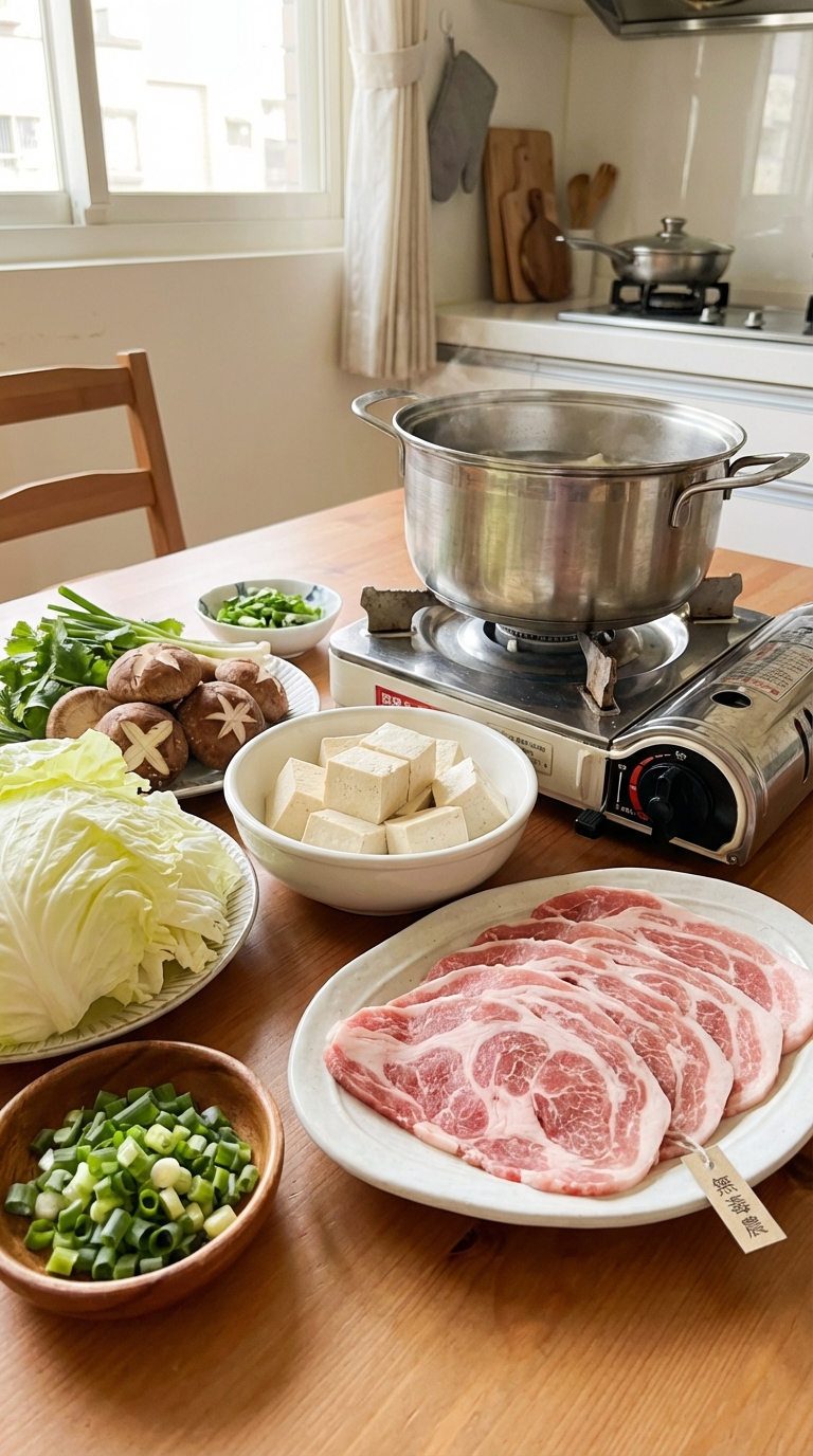 準備火鍋食材與高湯