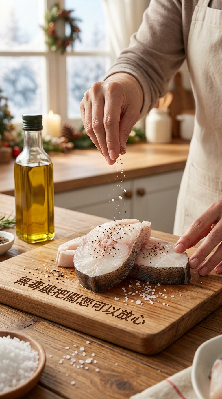 使用鹽巴與黑胡椒簡單調味